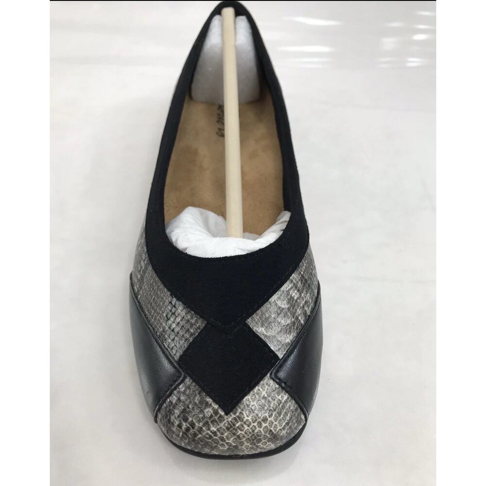 Trotters Women's Sharp Ballet Flats 11 M Black Leather Snake Print Comfort Style